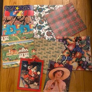 Vintage wrapping paper envelope and Coca Cola gift bags Christmas holiday party